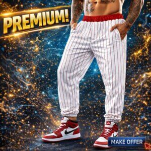 Vintage Powers   Grey and Red Pinned Striped Base Ball Pants Mens Size 36